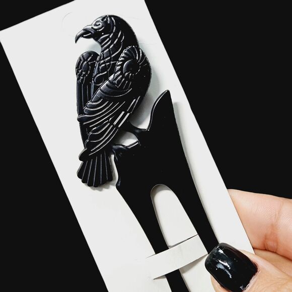 Raven Hair Prong Styling Pins Black Wicca Witch Stick Whimsical Goth Bird Crow - Picture 8 of 14